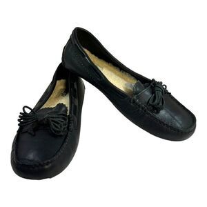 UGG Byron Men's Black Bomber Jacket Fur Slippers Moccasins Loafer Shoes Size 7
